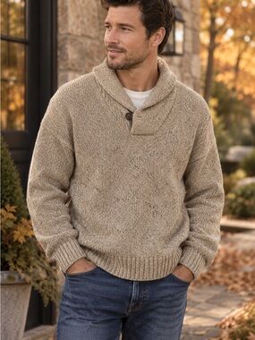 Vintage London Fog Outdoors Limited Fisherman Sweater Medium 85% Wool
